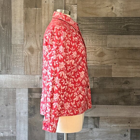 Handmade reversible sparkly floral button up jacket medium feminine coastal fall - Picture 7 of 13